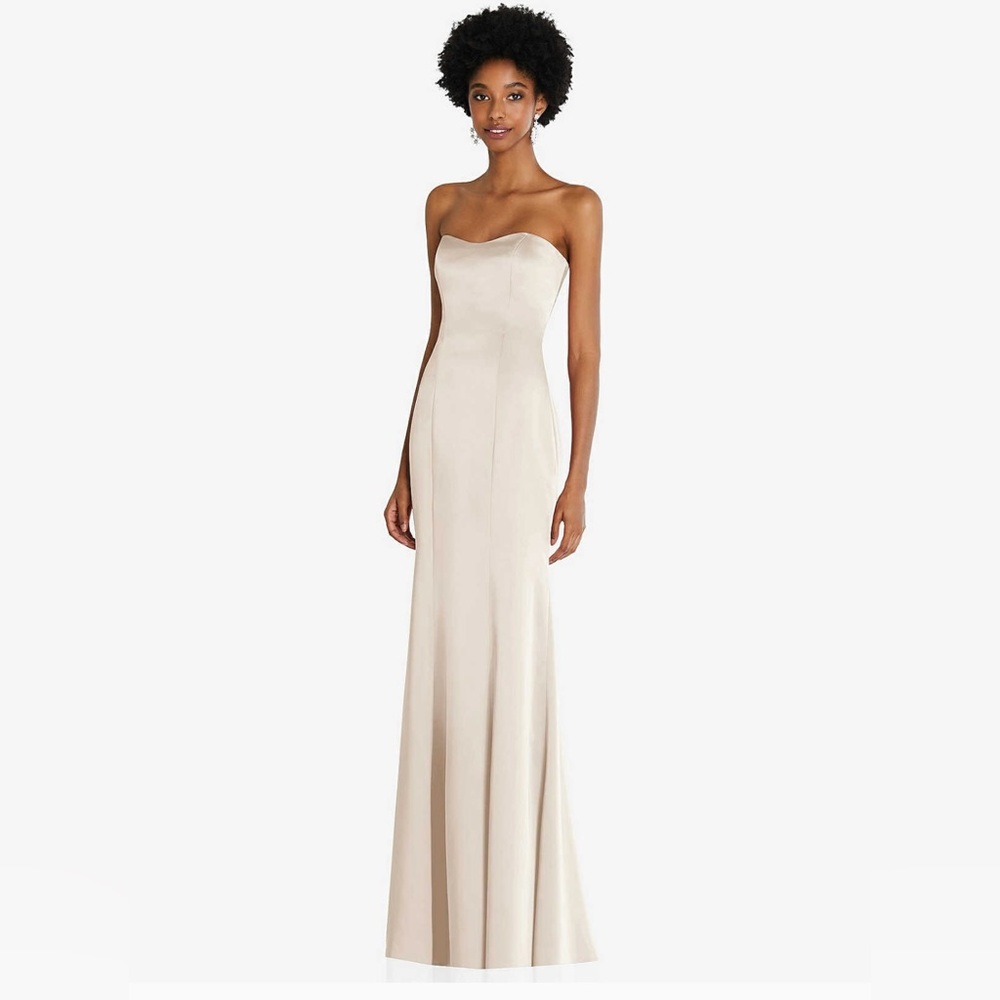 Dessy Group Champagne Bridesmaid Dress Strapless